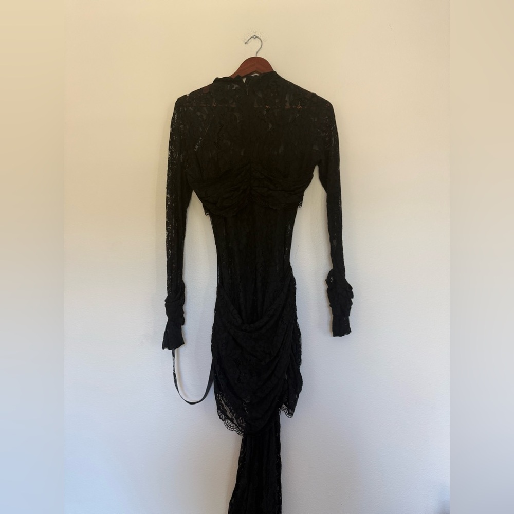 Chic Black Lace Long Sleeve Dress - Picture 6 of 6